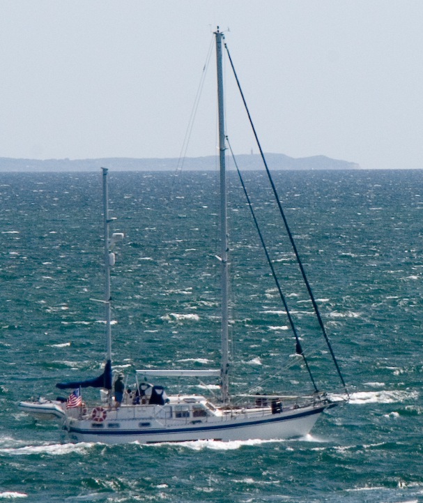 Aurora entering Woods Hole near Nobska Point. Taken before Stack Pack and new boom added.